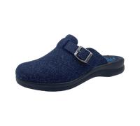 Fly Flot Damen Filzpantoffel 320302 – leicht mit Riemen und Schnalle – Blau Größe 41