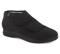 Fly Flot | Full Slipper Man, Herren-Hausschuhe mit verstellbarem Klettverschluss, Fußbett und Obermaterial aus echter Wolle, Schwarz, 44, Schwarz, 44 EU