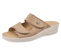 Fly Flot Montappone, Damen Mikrofaser, atmungsaktiv, mit doppeltem Riemen, verstellbare Einlegesohle aus Leder Schiebe-Sandalen, beige, 40 EU