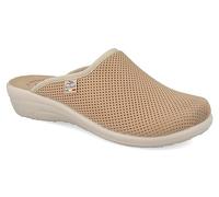 Fly Flot T4368 Fe Blau Damen Hausschuhe Made in Italy Echtes Leder Antischock Stoff, beige, 39 EU