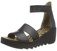 Fly London Damen BONO290FLY Schwarze Mousse Ledersandalen Espadrille Wedges EU 40,5 / UK 7