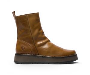 Fly London Damen beige Leder-Reißverschluss-Plateau-Stiefel - RENO053FLY US 39