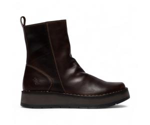 Fly London Damen Dunkelbraun RENO053FLY Bequeme Ankle Boots aus Leder mit Reißverschluss und Plateau EU 38 / UK 5