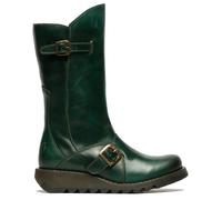 Fly London Damen Grüne MES 2 Plateaustiefel mit Keilabsatz, Schnalle und Reißverschluss aus Leder EU 39/UK 6