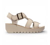 Fly London Damen-Keilsandalen YUDD236FLY aus cremefarbenem Leder EU40