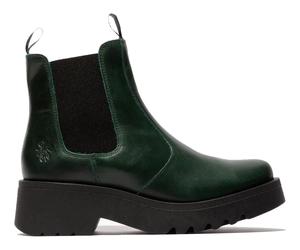 Fly London Damen MEDI789 Chelsea-Stiefel mit Keilabsatz, Leder, Plateaustiefeletten, Petrolgrün EU 38 / UK 5
