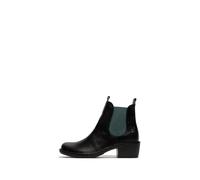 Stiefelette FLY LONDON "Fly London Stiefelette Leder/Textil", Damen, Gr. 40, schwarz (schwarz, grün), Leder, Textil, casual, Schuhe (87577744-40) schwarz, grün