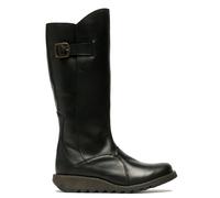 Fly London Damen MOL 2 Kniehohe Stiefel aus Leder mit Keilabsatz und Reißverschluss, Schwarz EU 39/UK 6