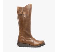 Fly London Damen MOL 2 Lederstiefel mit Keilabsatz und Reißverschluss, Kamelbraun EU 38 / UK 5