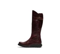 Fly London Damen MOL 2 Lederstiefel mit Keilabsatz, kniehoch, mit Reißverschluss, Weinrot EU 36 / UK 3