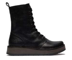 Fly London Damen RAMI043 Freizeitstiefeletten aus Leder mit Schnürung, Schwarz EU 42 / UK 8