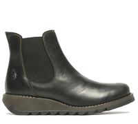 Fly London Damen SALV Chelsea-Stiefel aus Leder mit Keilabsatz, Schwarz EU 38 / UK 5