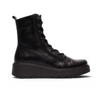 Fly London Damen Schwarze Leder-Schnürstiefel mit Keilabsatz - TERY554 EU40