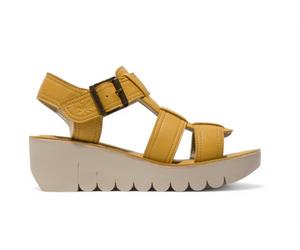 Fly London Damen YUDD236FLY Bumblebee Gelbe Ledersandalen Espadrille Plateau Wedges EU 42 / UK 8