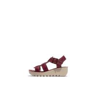 Fly London Damen-Keilsandalen YUDD236FLY aus beerenrotem Leder US 39