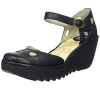 Fly London Keilpumps YUNA Damen Plateau Leder Schwarz Gr. 39