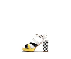 Fly London ETIR455FLY, Sandal Women's Fashion Shoes, WHITE/BLACK/LEMON, 37
