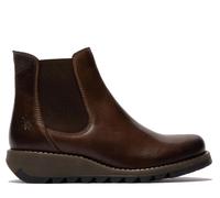 Fly London SALV Chelsea-Stiefel aus Leder für Damen, Braun, Keilabsatz EU 42 / UK 8