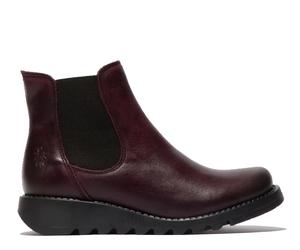Fly London SALV Chelsea-Stiefel aus Leder für Damen, Rot, Keilabsatz EU 39/UK 6