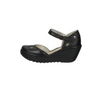 Fly London Damen Keilsandale Yuna Leder Schwarz Größe 40