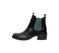 Stiefelette FLY LONDON "Fly London Stiefelette Leder/Textil", Damen, Gr. 37, schwarz (schwarz, grün), Leder, Textil, casual, Schuhe (87577744-37) schwarz, grün
