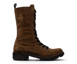 Fly London Women's Brown Leather Schnürstiefel mit Kampf-Knöchel - NOLE176 EU40