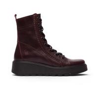 Fly London Womens Wine Leather Schnürstiefel mit Keilabsatz - TERY554 EU 38