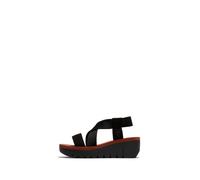 Fly London YABI922FLY Damen-Sandalen Cupido aus schwarzem Ziegelsteinleder mit Plateau-Wedges EU 43 / UK 9