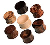 Fly Style 1 Stück Ohr-Plug Flesh Tunnel aus Holz | natürlicher Piercing-Schmuck, Grösse:26 mm, Modelle:Modell F