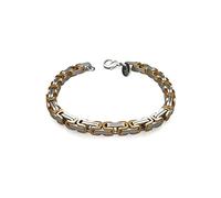 Fly Style Byzantiner Königskette Gold+Silber Edelstahl - Königsarmband Armband Herren 18 Karat teil-vergoldete Kette - 6mm breit, 19cm lang