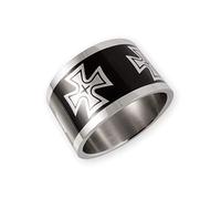 Fly Style Herren Band-Ring Edelstahl 15 mm breit Deutsches Kreuz Bundeswehr, Ring Grösse:19.1 mm