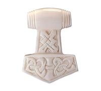 Fly Style Kettenanhänger Herren Thors Hammer aus Knochen - Wikinger Schmuck Amulett mit Knotenmuster