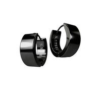 Fly Style Klappcreolen Edelstahl - Schwarz Eloxiert Creolen - Schwarz Ohrringe Chirurgenstahl, Durchmesser:18 mm, Breite:7 mm