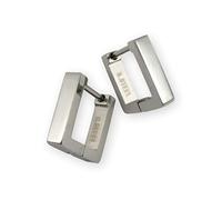 Fly Style Paar Klapp Creolen aus Edelstahl - Eckige Ohrringe für Damen und Herren - Edelstahl Kreolen Klein, Farbwahl:silber poliert