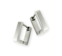 Fly Style Paar Klapp Creolen aus Edelstahl - Eckige Ohrringe für Damen und Herren - Edelstahl Kreolen Klein, Farbwahl:silber matt