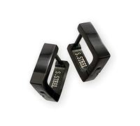 Fly Style Paar Klapp Creolen aus Edelstahl - Eckige Ohrringe für Damen und Herren - Edelstahl Kreolen Klein, Farbwahl:schwarz