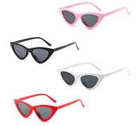 Flycppo Retro Cateye Sonnenbrille,4 Stück Cateye Sonnenbrille für Damen,Sonnenbrillen für Damen Party Brillen Neon Farbe Lustige Party Sonnenbrillen