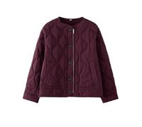 Flygo Leichte Steppjacke für Damen, übergroß, langärmelig, Reißverschluss, Cropped-Puffer, gepolsterter Mantel, Herbst-Winterjacke, Burgunder, S