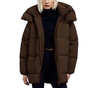 Flygo Steppjacke für Damen, mittellang, gepolstert, warm, Winter, schwerer Mantel, Oberbekleidung, Kaffee, XS