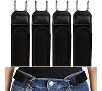 FLYGRRIV Gürtel Ohne Schnalle, Elastischer Schnallenloser Gürtel Herren & Damen, Buckle Less Belt mit Metallhaken, Verstellbar mit Klettverschluss, Komfortabel & Einfach zu Bedienen (4 Stück-Schwarz)