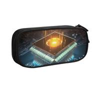 FLYIFE Computerprozessor mit magischem Licht, großes Federmäppchen mit 2 Fächern, Federmäppchen, Federmäppchen, Organizer für Mädchen, Jungen, Studenten, Schule, Büro, Universität, Schwarz, Schwarz