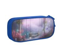 FLYIFE Fantasy Federtasche mit Blumenmotiv, groß, mit 2 Fächern, Federmäppchen, Federmäppchen, Organizer für Mädchen, Jungen, Studenten, Schule, Büro, Uni, Schwarz, blau, Einheitsgröße, Schulranzen