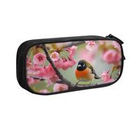 FLYIFE Großes Federmäppchen mit 2 Fächern, Motiv: Vogel im Pfirsichbaum, Federmäppchen, Organizer für Mädchen, Jungen, Studenten, Schule, Büro, Universität, Schwarz, Schwarz , Einheitsgröße