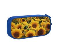 FLYIFE Großes Federmäppchen mit Sonnenblumenfeld, mit 2 Fächern, Federmäppchen, Organizer für Mädchen, Jungen, Studenten, Schule, Büro, Uni, Schwarz, blau, Einheitsgröße, Schulranzen