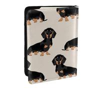 FLYIFE Reisepasshülle mit Dackel-Motiv, PU-Leder, Reisepasshülle für Damen und Herren, Schwarz , Einheitsgröße