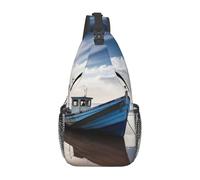 FLYIFE Schöne Schultertasche mit Schmetterlings-Motiv, für Damen und Herren, Crossbody-Rucksack, Wandern, Sport, Brusttasche, Schultasche, Blaues Fischerboot, Einheitsgröße