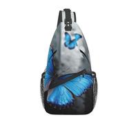 FLYIFE Schöne Schultertasche mit Schmetterlings-Motiv, für Damen und Herren, Crossbody-Rucksack, Wandern, Sport, Brusttasche, Schultasche, Blaue Buteerfly, Einheitsgröße