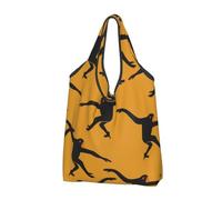 FLYIFE Schwarze Gibbon Monkey bedruckte faltbare Tragetasche - umweltfreundliche Einkaufstasche, leicht und langlebig, 1 Stück, Schwarzer Gibbon Affe, Einheitsgröße