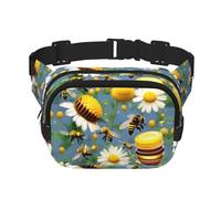 Flying Bees Gürteltasche mit Gänseblümchen-Motiv, mit verstellbarem Riemen, quadratisch, doppellagig, Unisex, überall