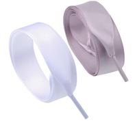 Flyingfish 2 Paare von 2cm Breite Satin Flachsenkel Ribbon Schnürsenkel 120CM, 120, Weiss+grau